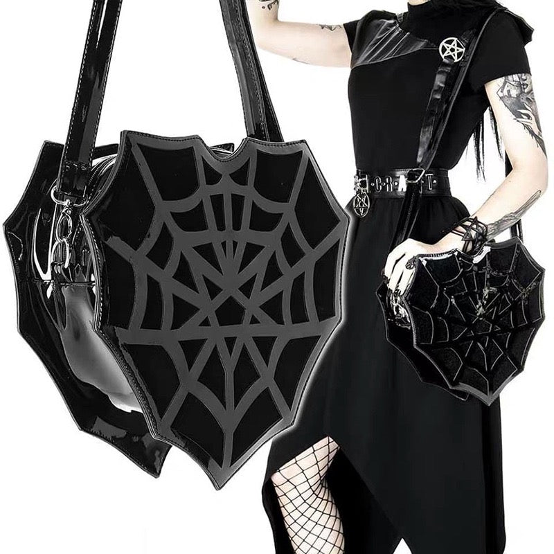 black heart shaped web purse