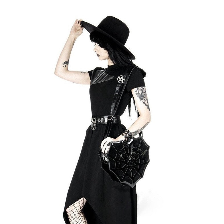 black heart shaped web purse