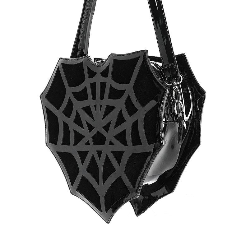 black heart shaped web purse